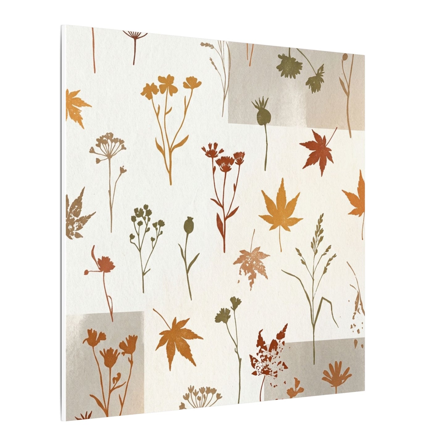 Autumn Dried Flowers Japanese Pattern Canvas Art | Elegant Decor