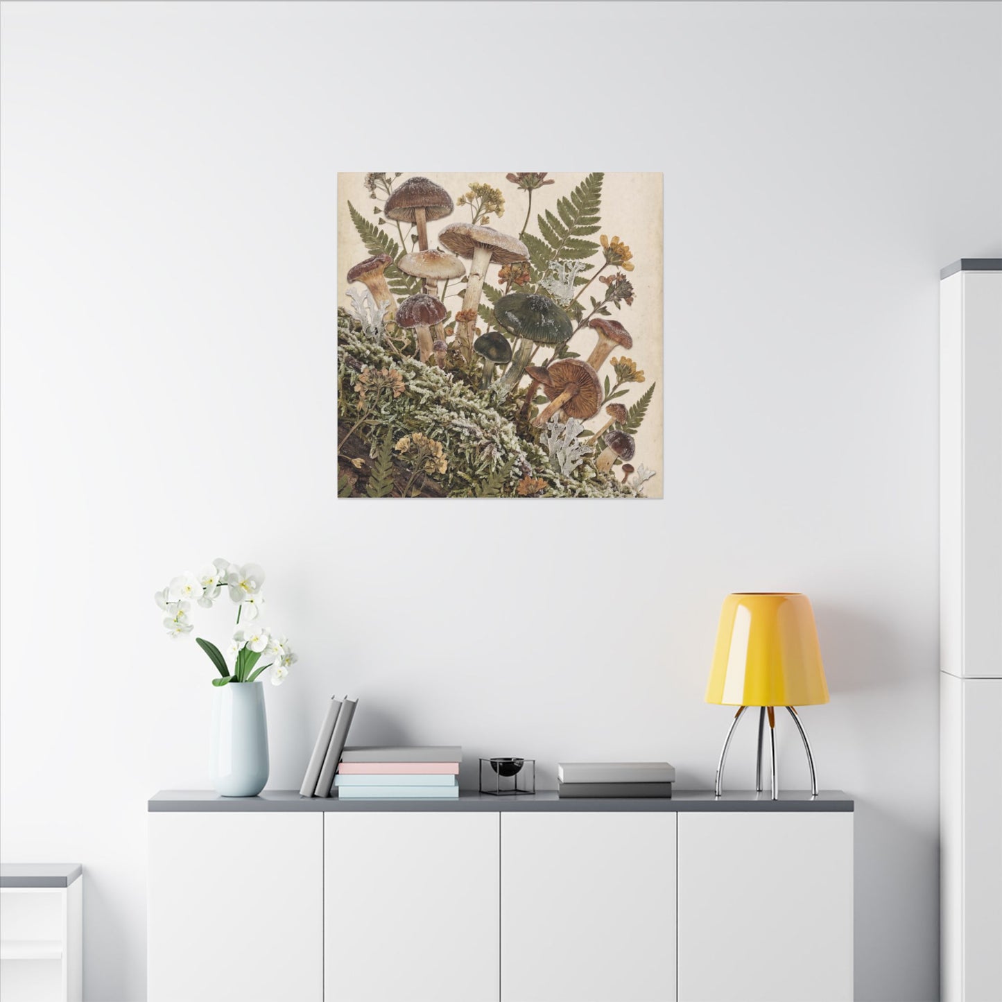 Winter Wild Mushrooms Herbarium Canvas Art | Enchanting Decor
