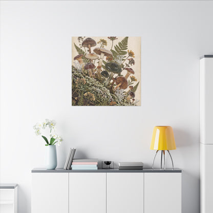 Winter Wild Mushrooms Herbarium Canvas Art | Enchanting Decor