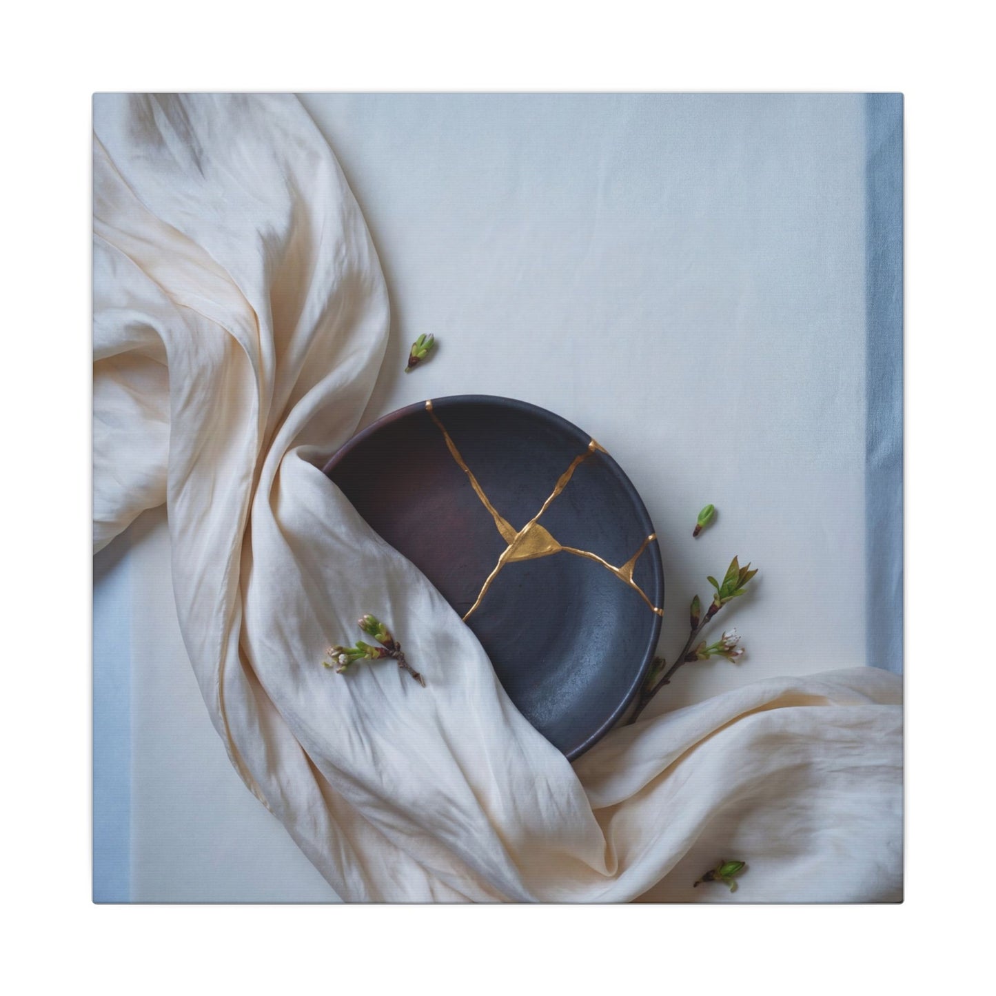 Ma Silk Drape Canvas Art - Kintsugi Gold Repair