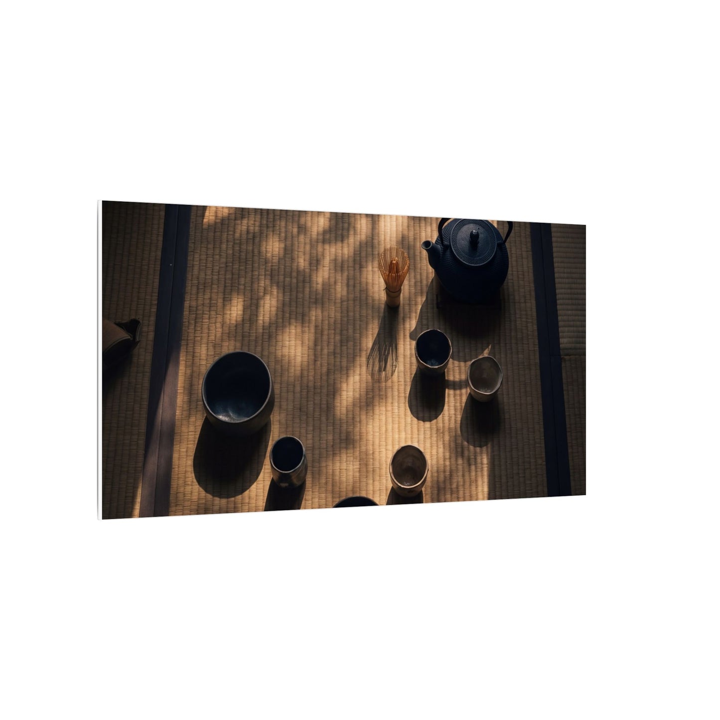 Shibui Tea Ceremony Canvas Art - Dark Japandi Shadow Zen