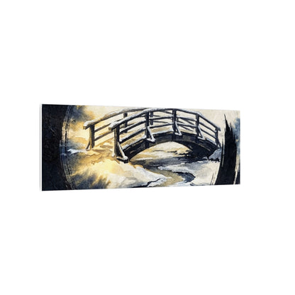 Winter Wooden Bridge Enso Canvas Art | Serene Decor