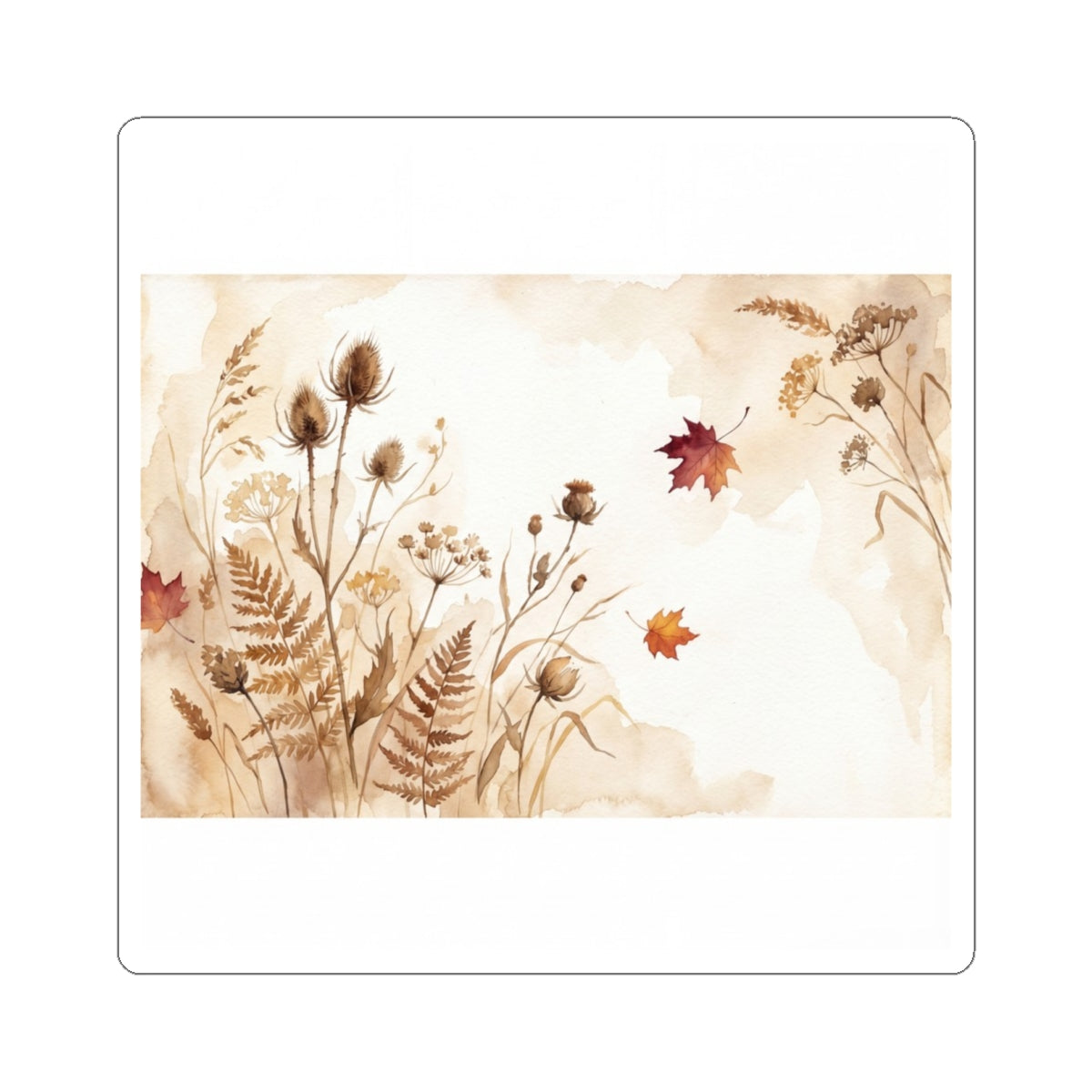 Dried Flowers Autumn Sticker | Japandi Earthy Design