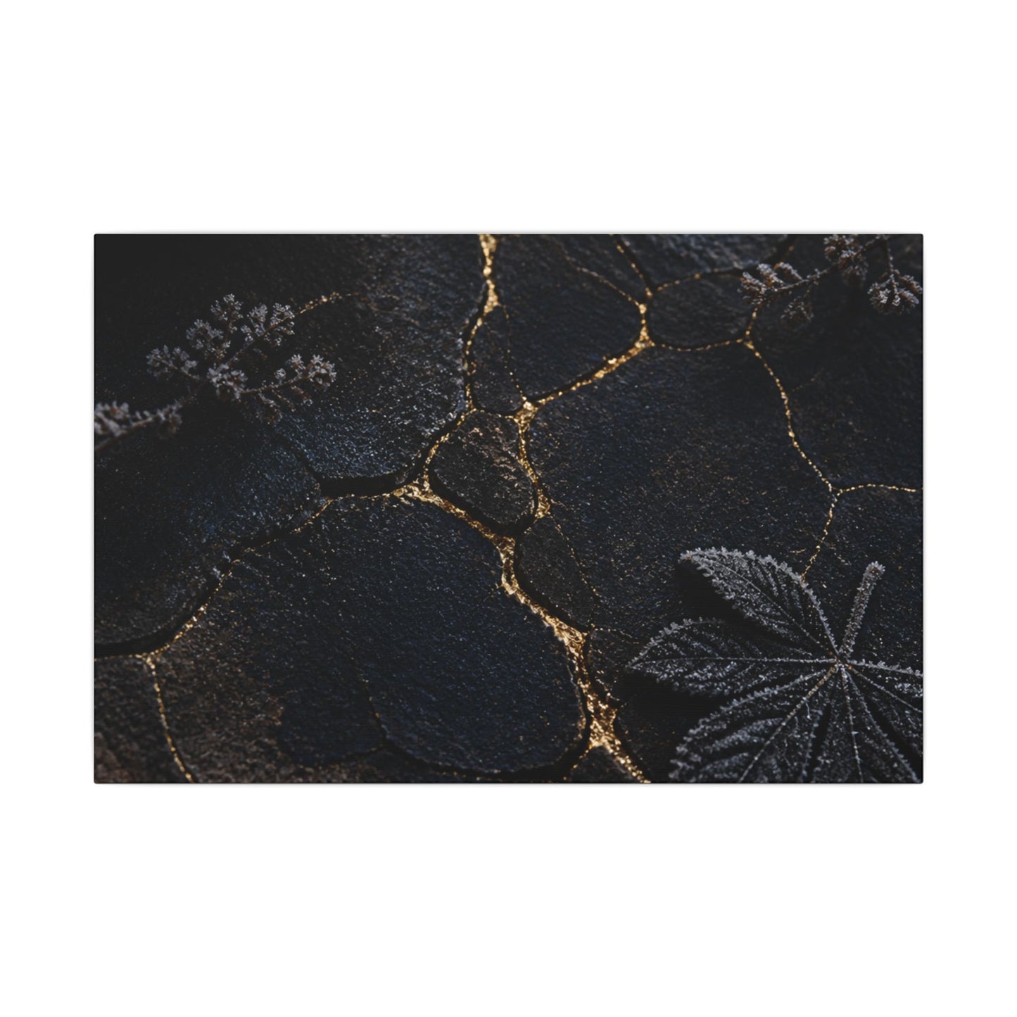Candlelight Cracked Earth Canvas Art - Dark Japandi Ma