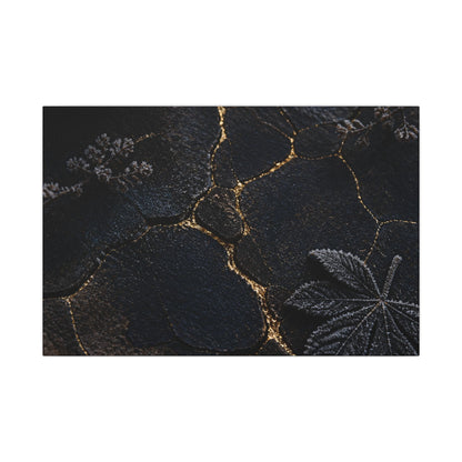 Candlelight Cracked Earth Canvas Art - Dark Japandi Ma