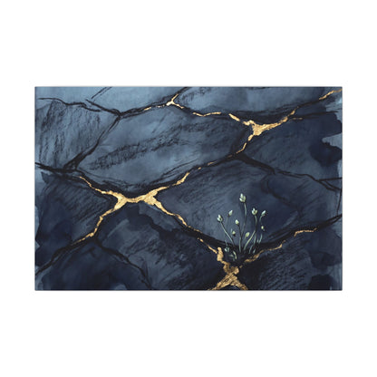 Mono No Aware Cracked Earth Canvas Art - Dark Japandi Charcoal Ink