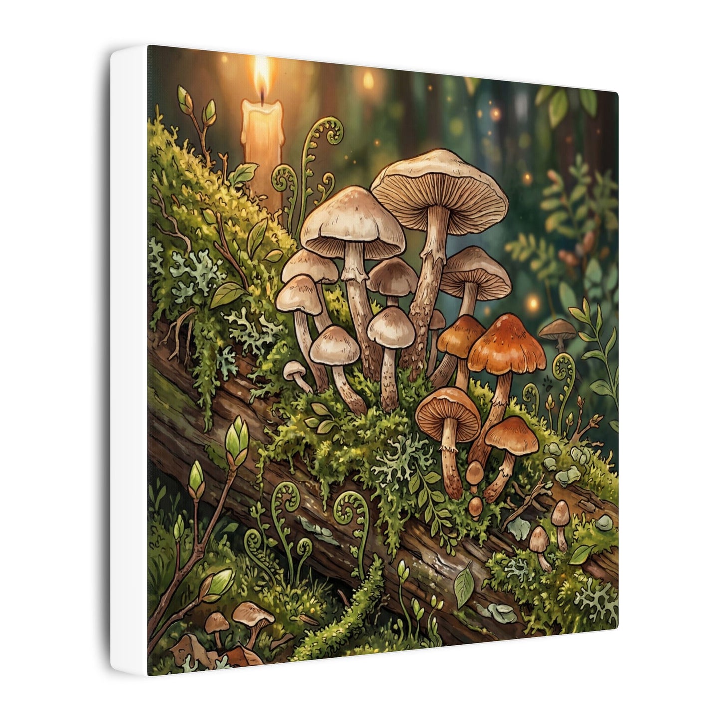 Spring Wild Mushrooms Herbarium Canvas Art | Rustic Decor