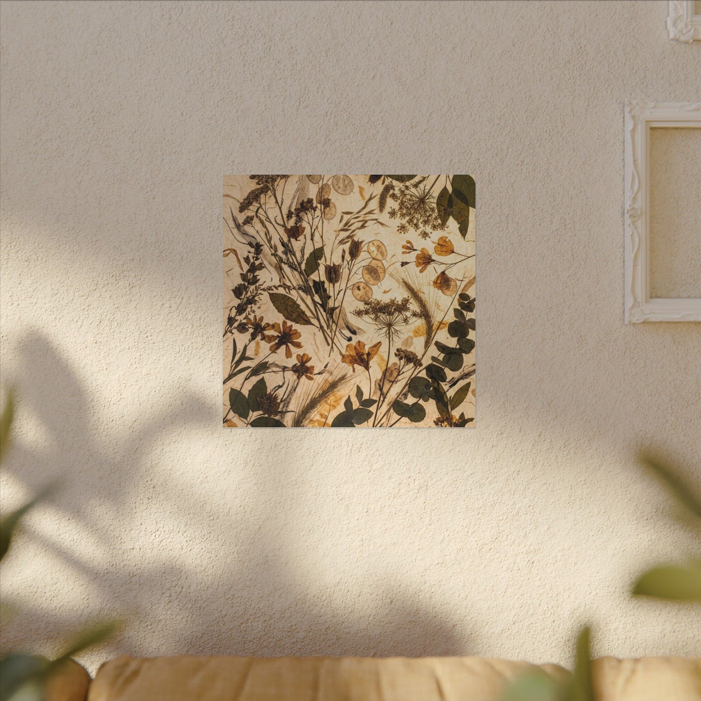 Dried Flowers Summer Canvas Art | Japandi Neutral Design
