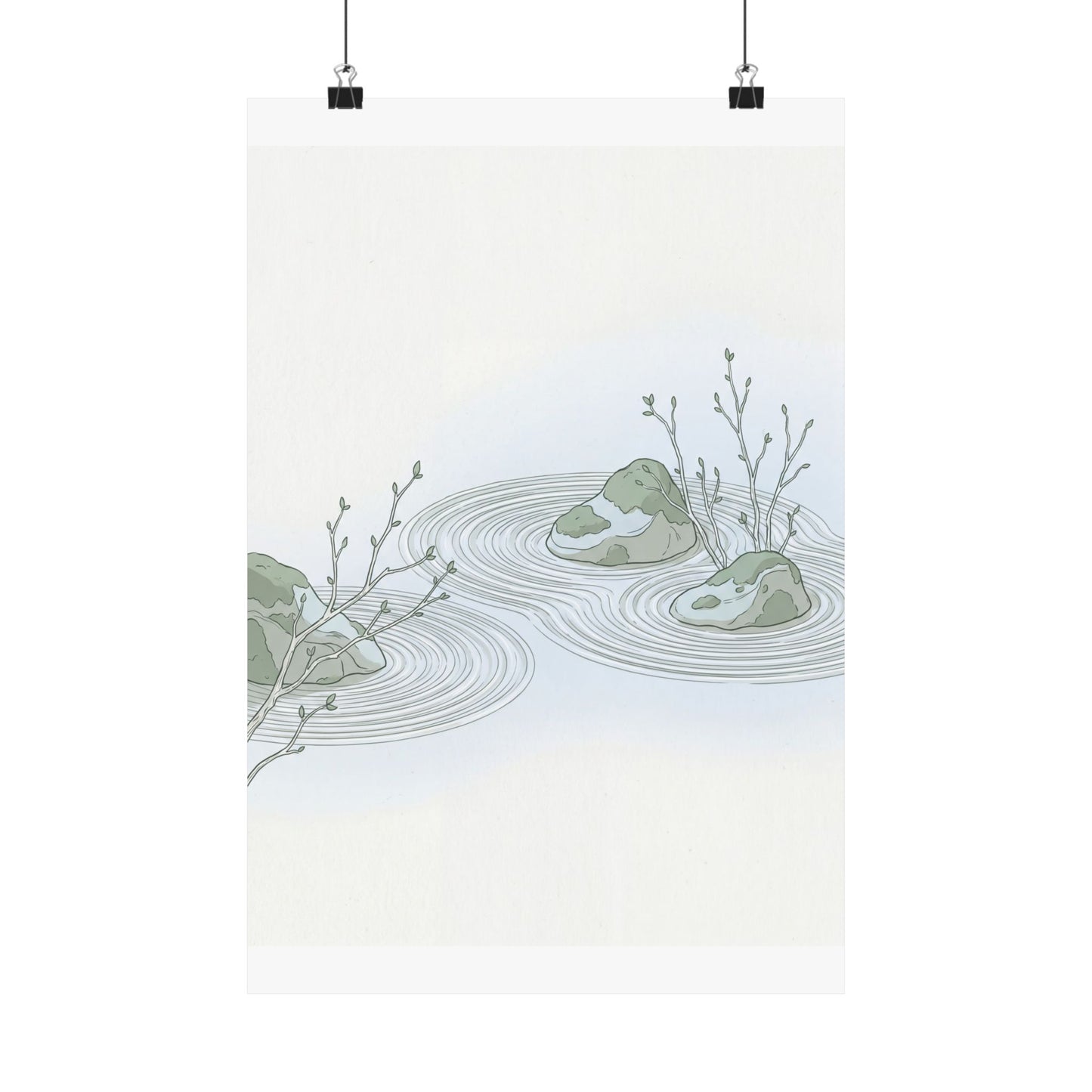 Spring Rock Garden Minimal Line Wall Art Print | Elegant Decor