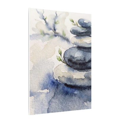 River Stones Watercolor Canvas Art | Cozy Japandi Art