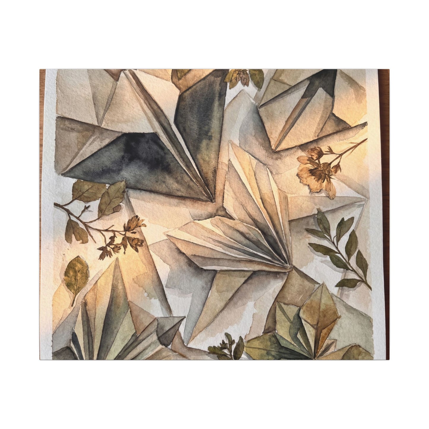 Golden Hour Paper Fold Canvas Art - Japandi Seijaku