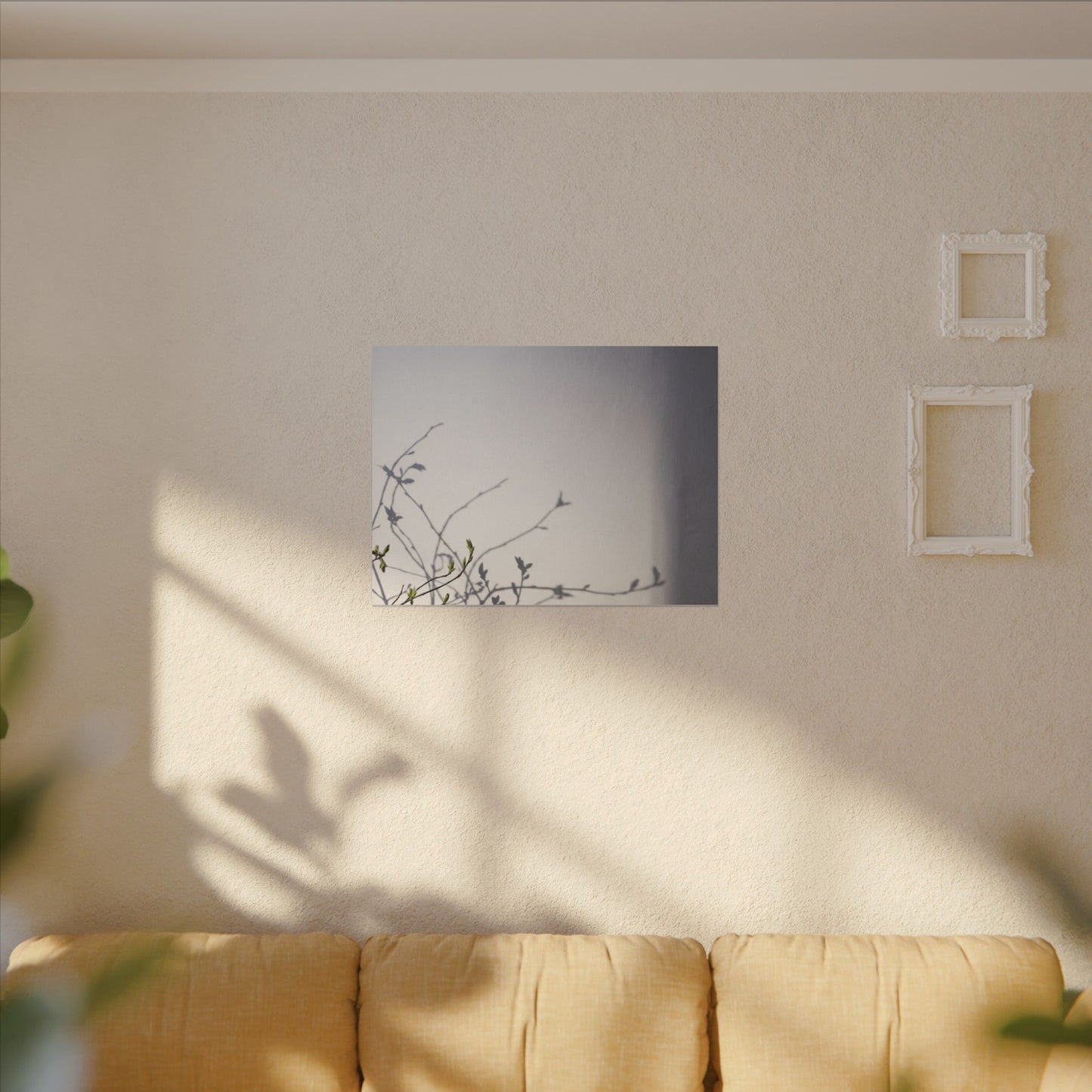 Japandi Shadow Play in Dawn | Japanese Pattern Canvas Art