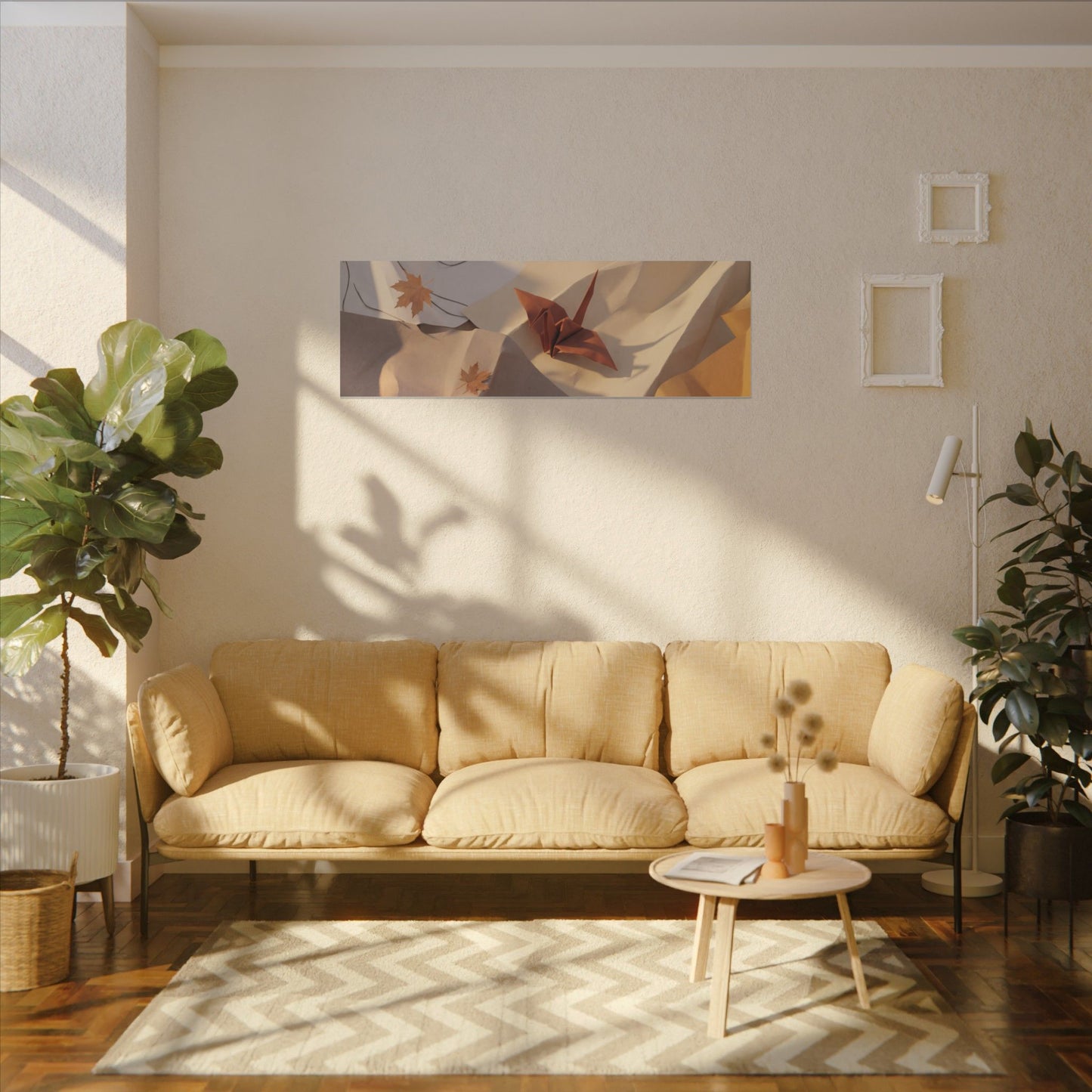 Autumn Paper Fold Minimal Line Canvas Art | Cozy Decor