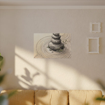 River Stones Karesansui Canvas Art | Tranquil Zen Art