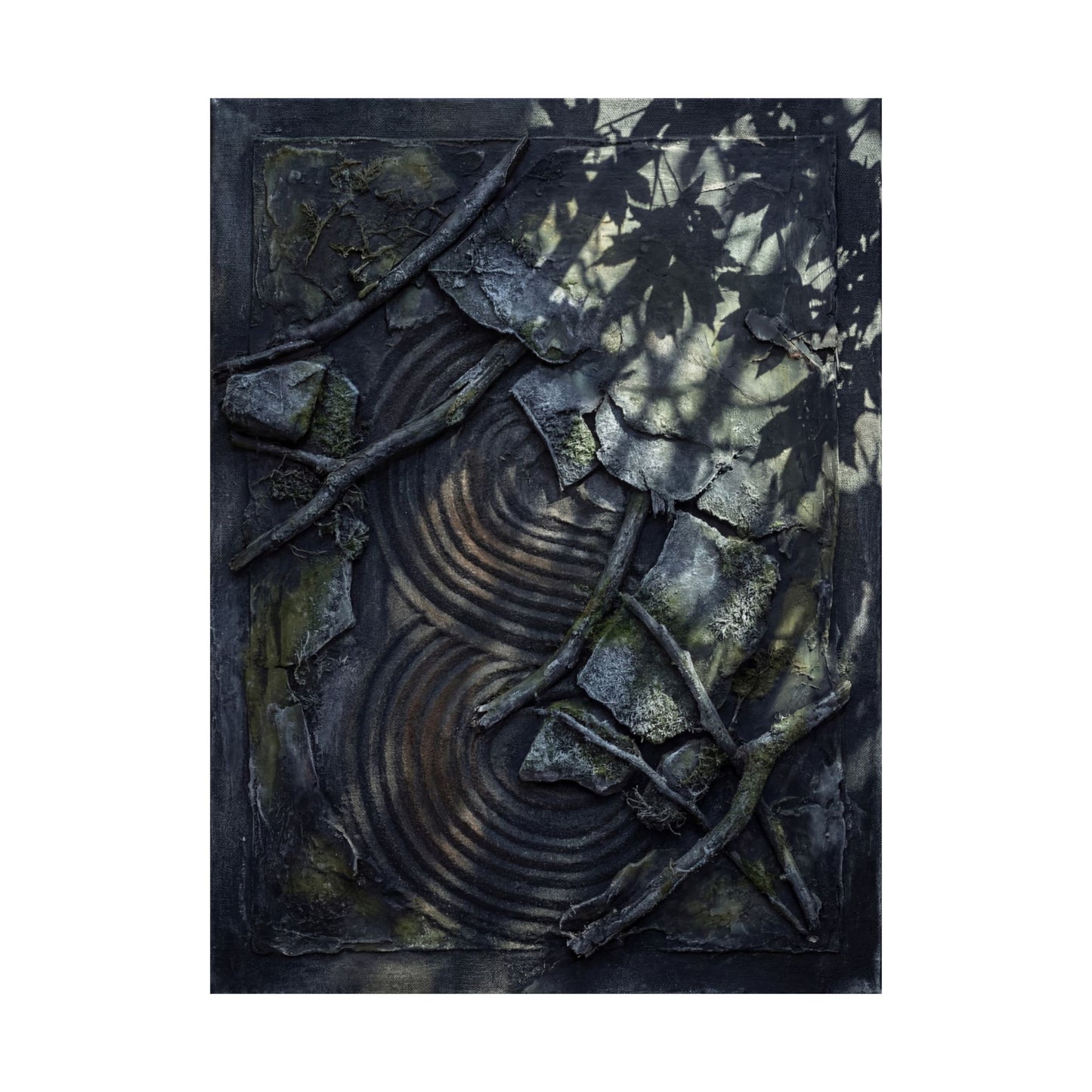 Winter Rock Garden Dark Texture Wall Art Print | Moody Decor