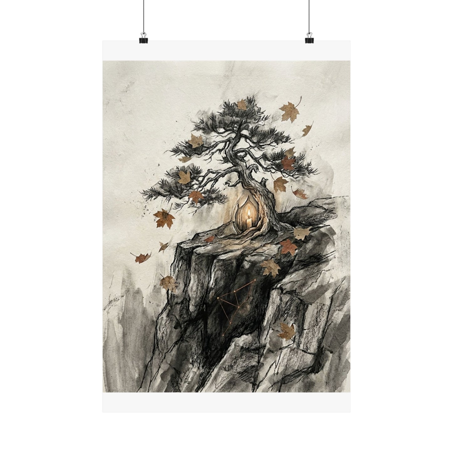Pine Tree Autumn Wall Art Print | Japandi Elegant Design