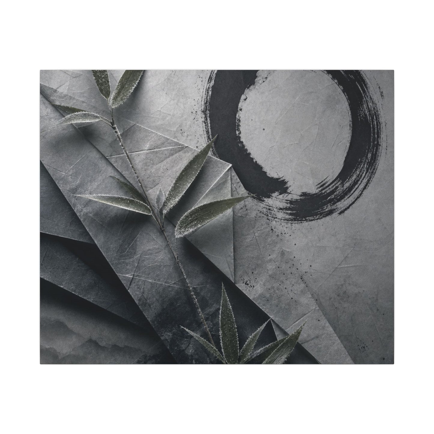 Winter Paper Fold Enso Canvas Art | Serene Decor