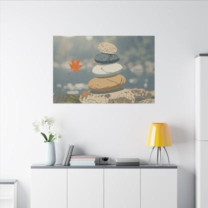 Warm River Stones Canvas Art - Japanese Pattern Japandi