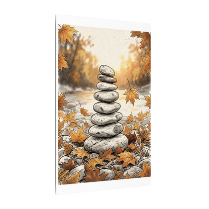 Earthy River Stones Canvas Art - Minimal Line Japandi