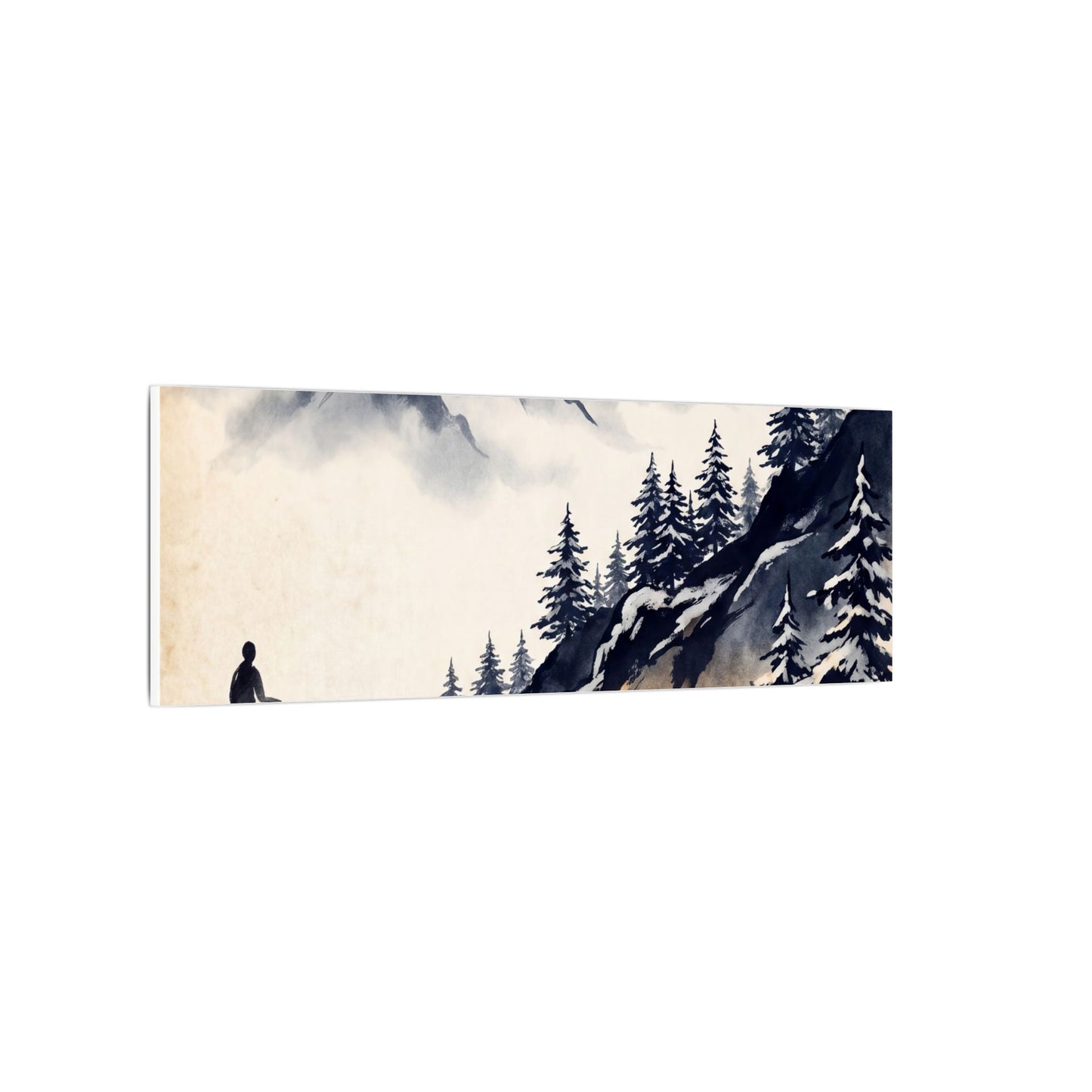 Mountain Mist Canvas Art | Winter Zen Ukiyo E Inspired Art