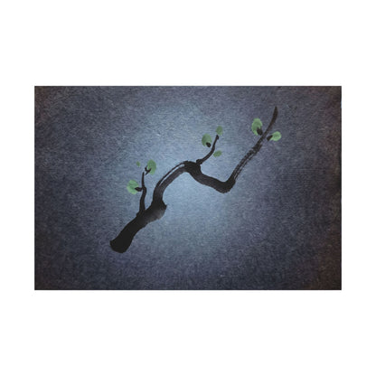 Ink Brushstroke Canvas Art | Spring Dark Japandi Moody Minimal Art