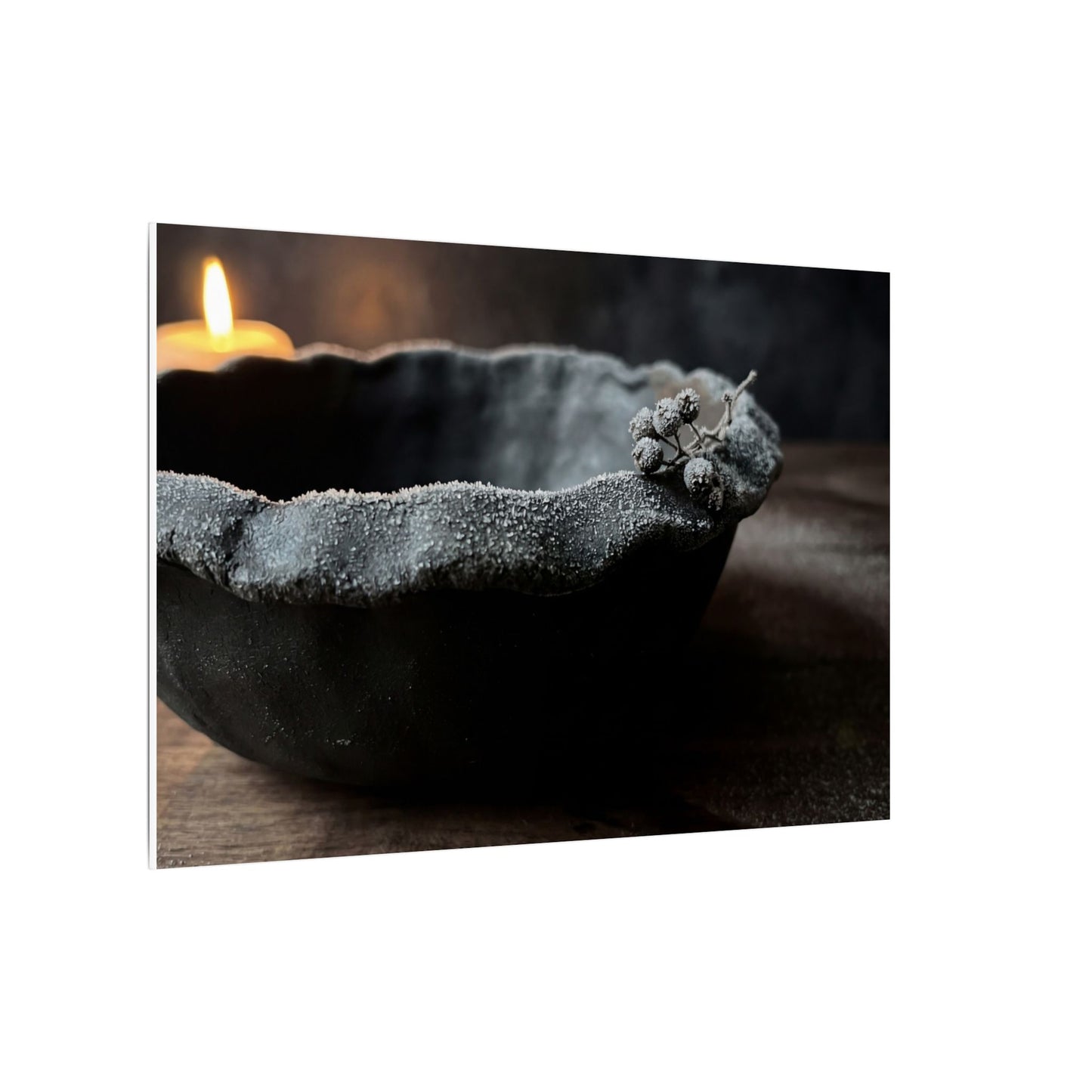 Ceramic Bowl Canvas Art | Winter Dark Japandi Shadow Zen Art