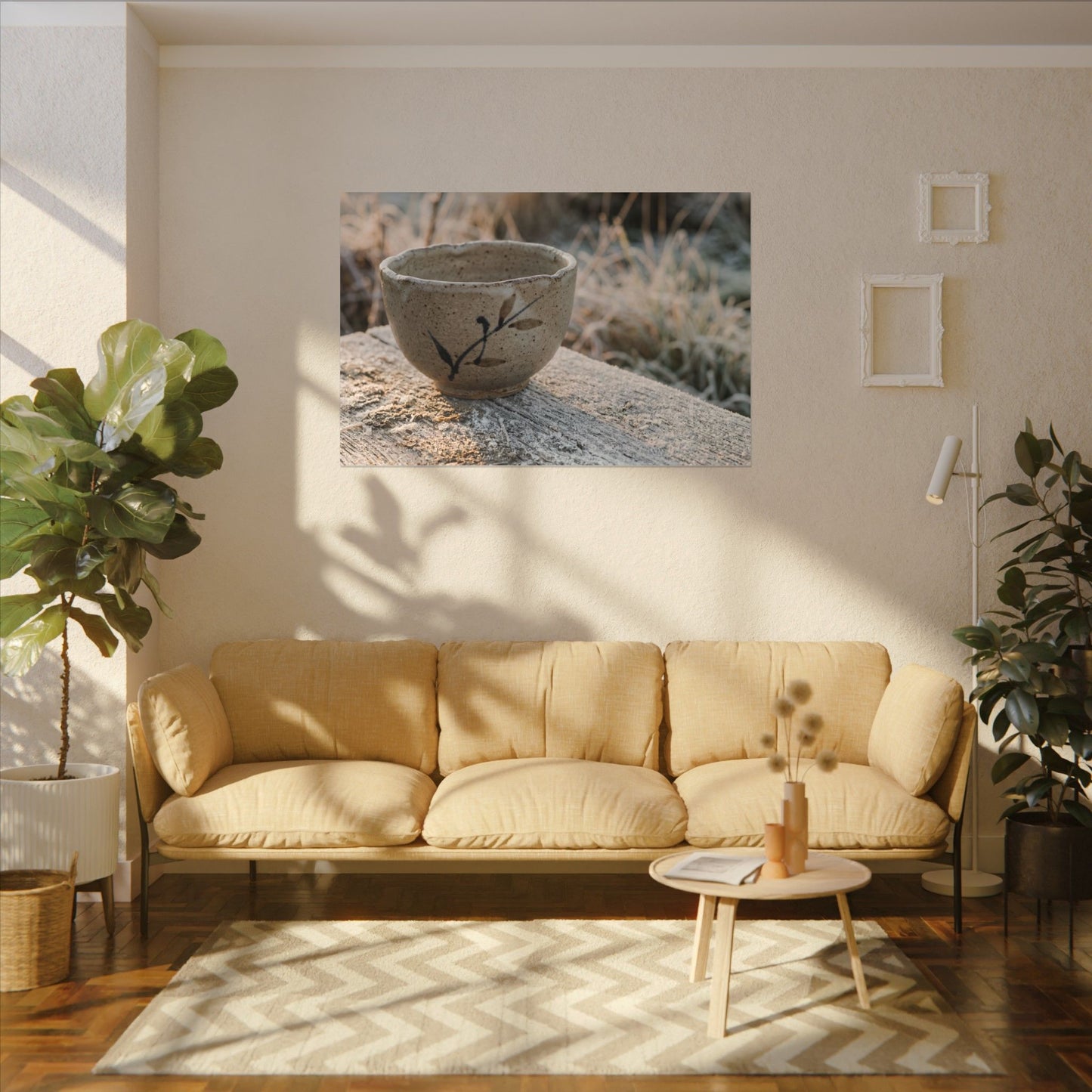 Golden Hour Ceramic Bowl Canvas Art - Japandi Ma