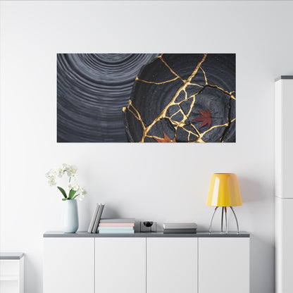 Philosophical Water Ripple Canvas Art - Gold Repair Kintsugi