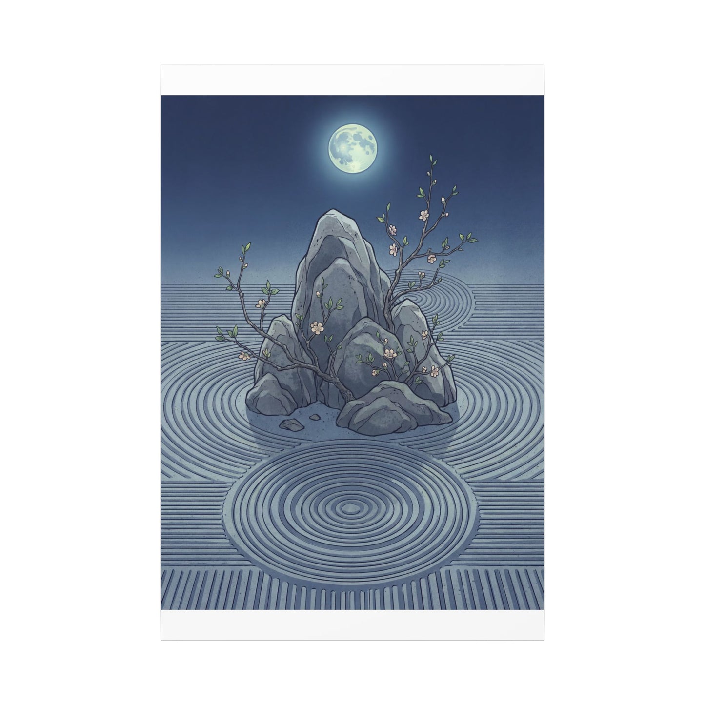 Spring Rock Garden Ukiyo E Inspired Canvas Art | Tranquil Decor
