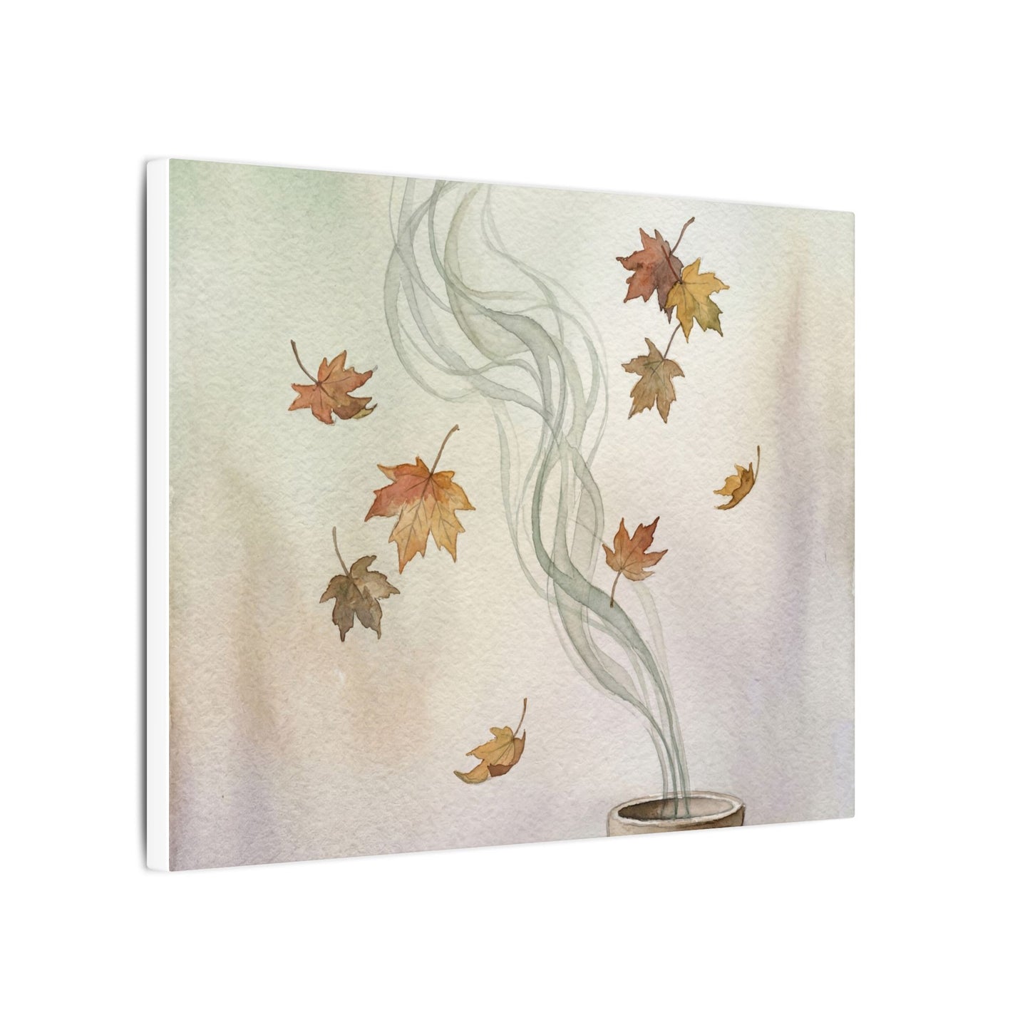 Incense Smoke Canvas Art | Autumn Japandi Watercolor Art