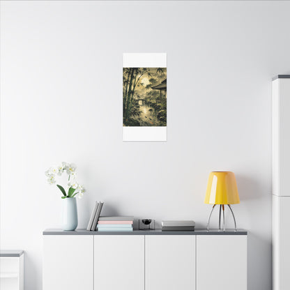 Moonlit Garden Sumi E Canvas Art | Calm Zen Art
