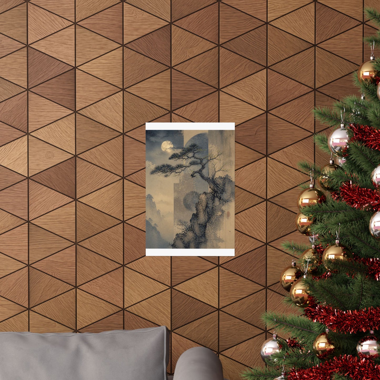 Ma Pine Tree Wall Art Print - Japandi Japanese Pattern
