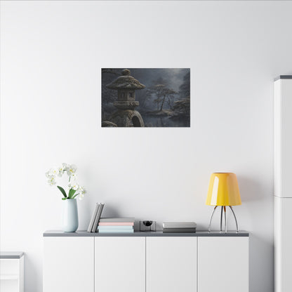 Stone Lantern Canvas Art | Winter Japandi Japanese Pattern Art