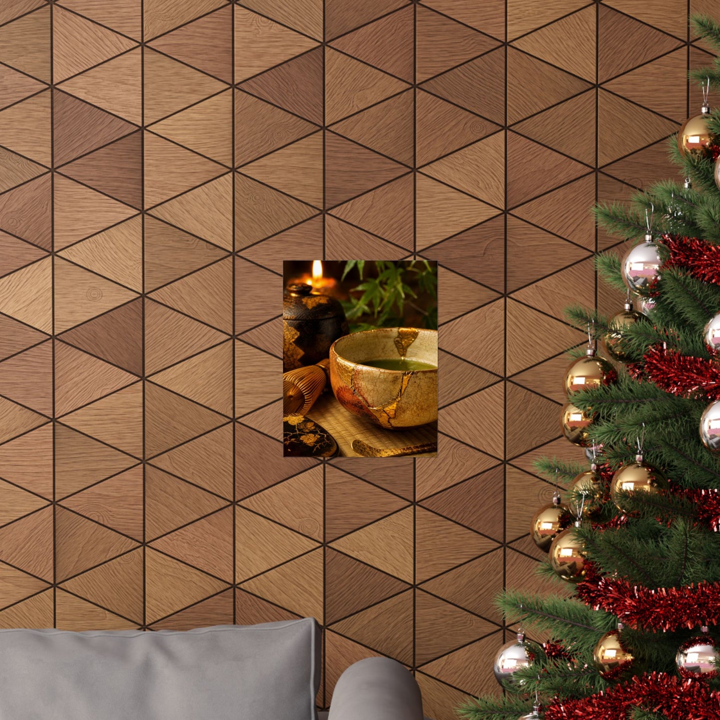 Tea Ceremony Crackle Gold Wall Art Print | Healing Kintsugi Art