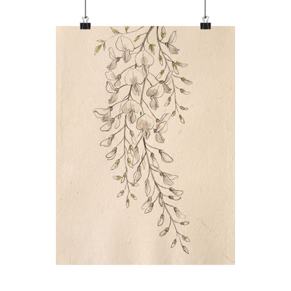 Golden Hour Wisteria Wall Art Print - Japandi Seijaku Art Print