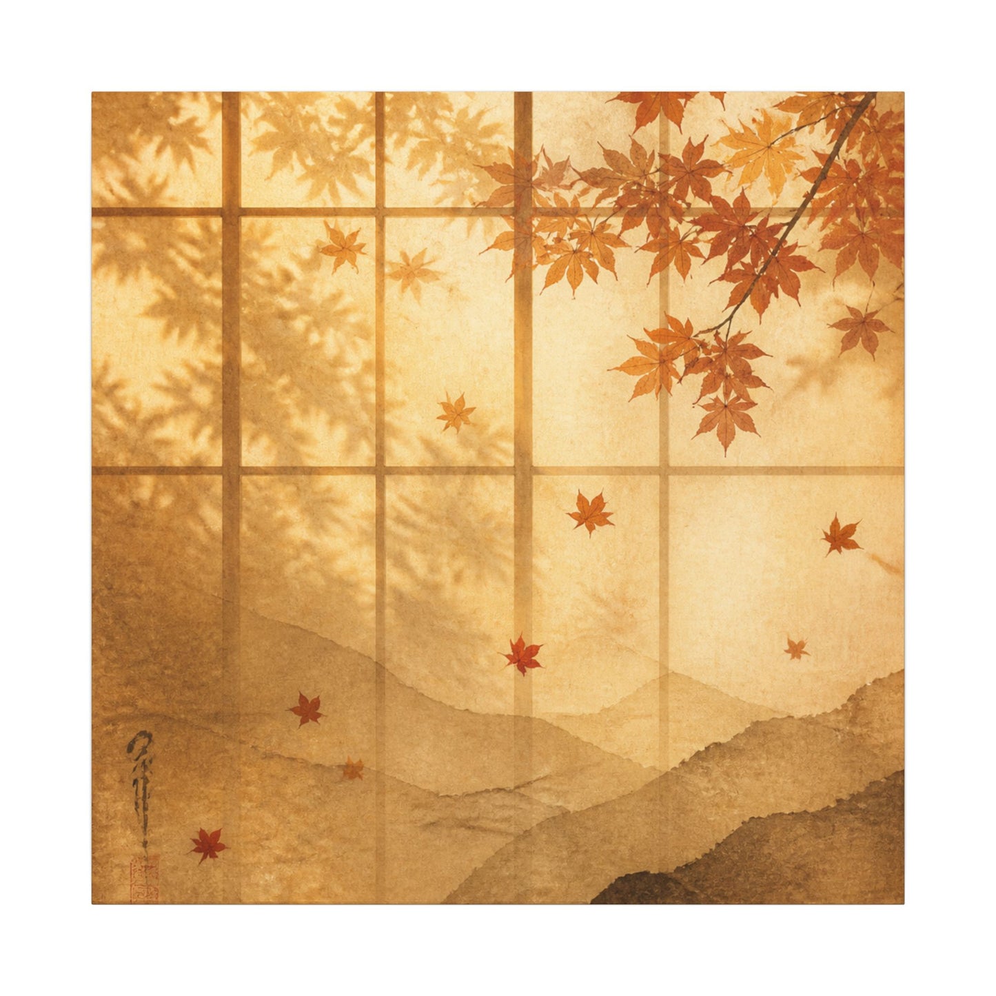 Shoji Screen Texture Canvas Art | Earthy Japandi Art