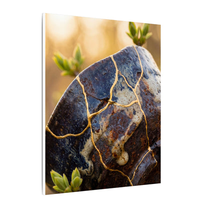 Fukinsei Rust Patina Canvas Art - Kintsugi Gold Repair