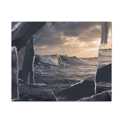 Fukinsei Ocean Wave Canvas Art - Dark Japandi Shadow Zen
