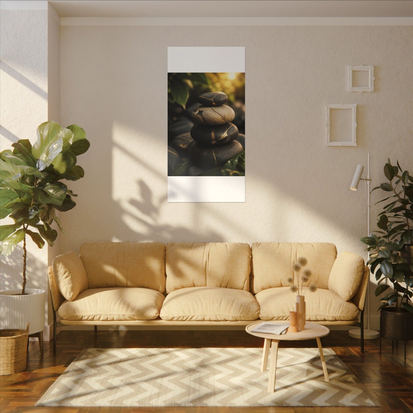Summer River Stones Broken Beauty Canvas Art | Healing Decor