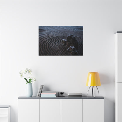 Moonlight Rock Garden Canvas Art - Dark Japandi Seijaku
