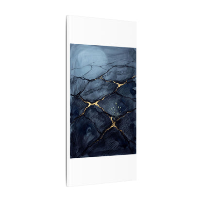 Mono No Aware Cracked Earth Canvas Art - Dark Japandi Charcoal Ink