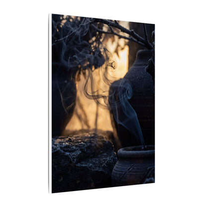 Incense Smoke Canvas Art | Winter Dark Japandi Shadow Zen Art