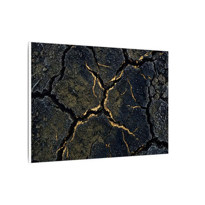 Overcast Cracked Earth Canvas Art - Dark Japandi Ma