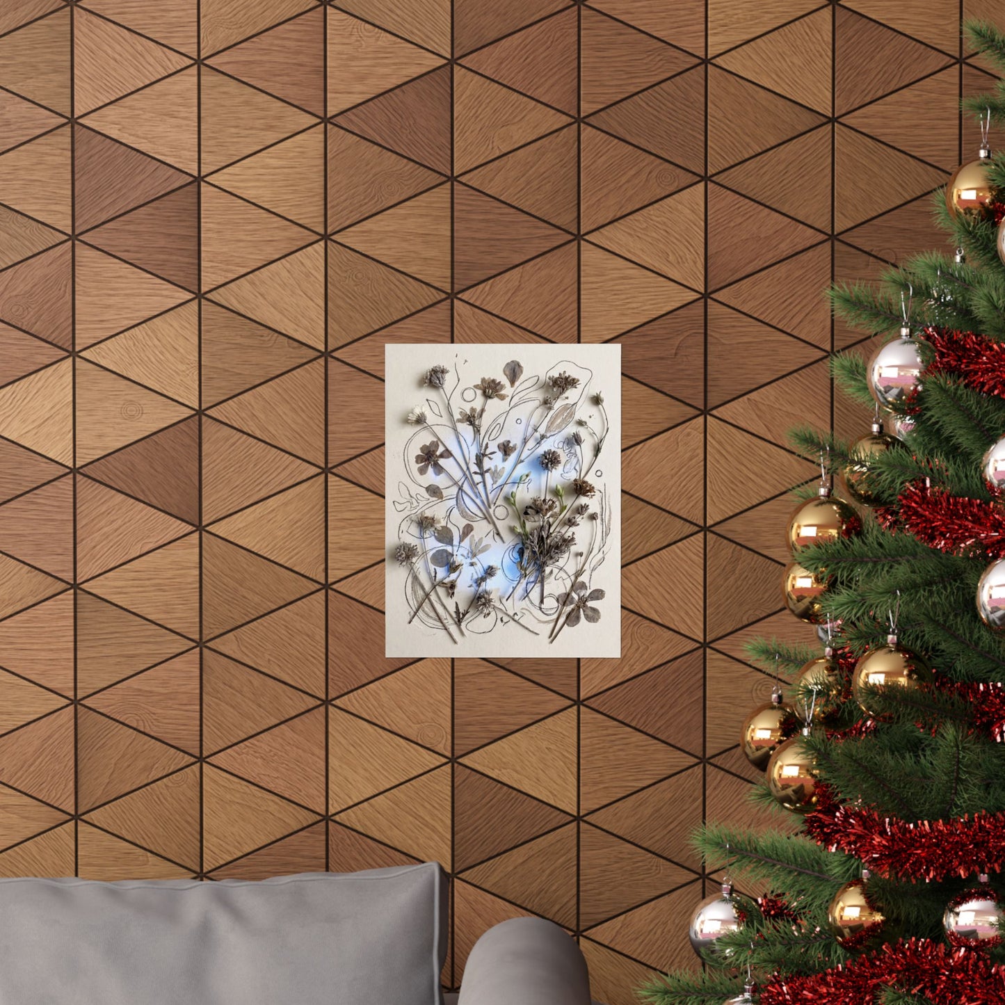 Neutral Dried Flowers Wall Art Print - Minimal Line Japandi