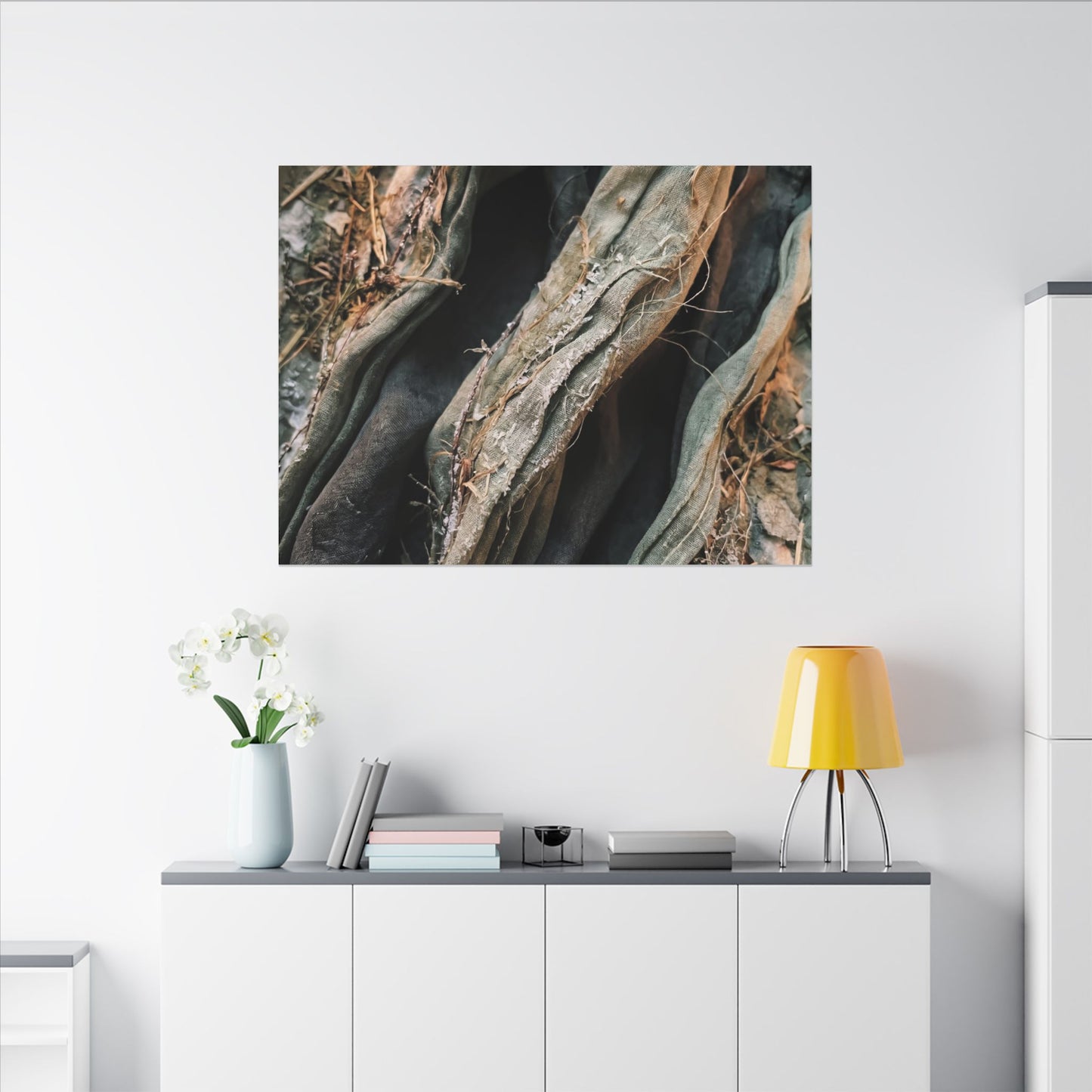 Silk Drape Winter Canvas Art | Japandi Cozy Design