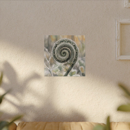 Winter Fern Unfurling Watercolor Canvas Art | Cozy Decor