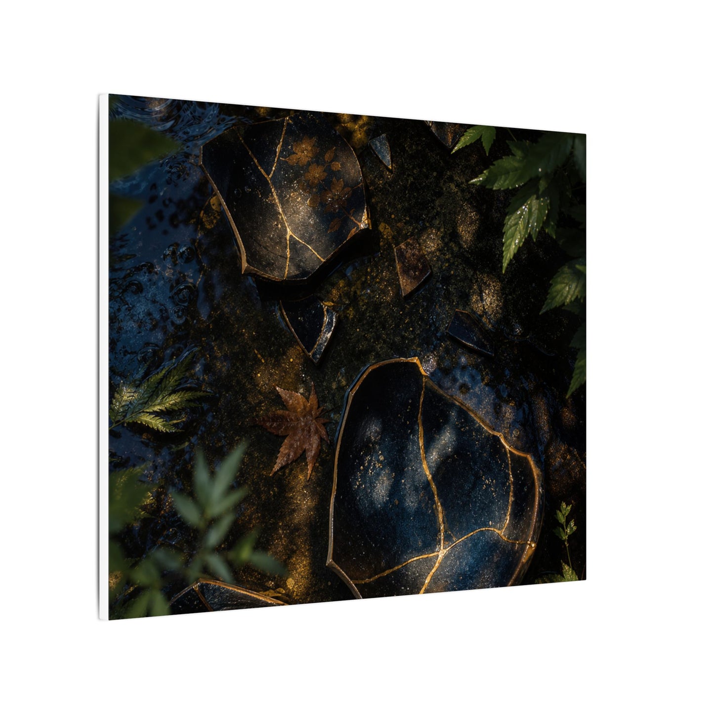 Dark Japandi Broken Pottery in Dappled | Shadow Zen Canvas Art