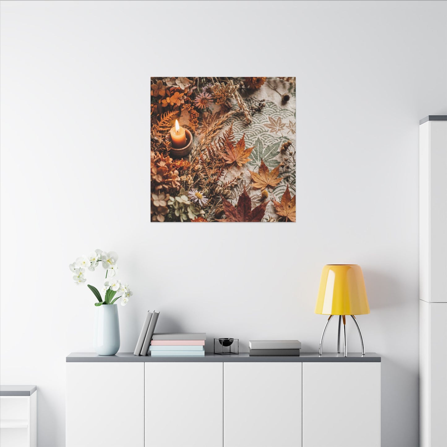 Candlelight Dried Flowers Canvas Art - Japandi Seijaku