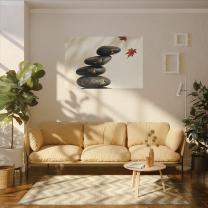 Kintsugi River Stones in Dappled | Crackle Gold Canvas Art