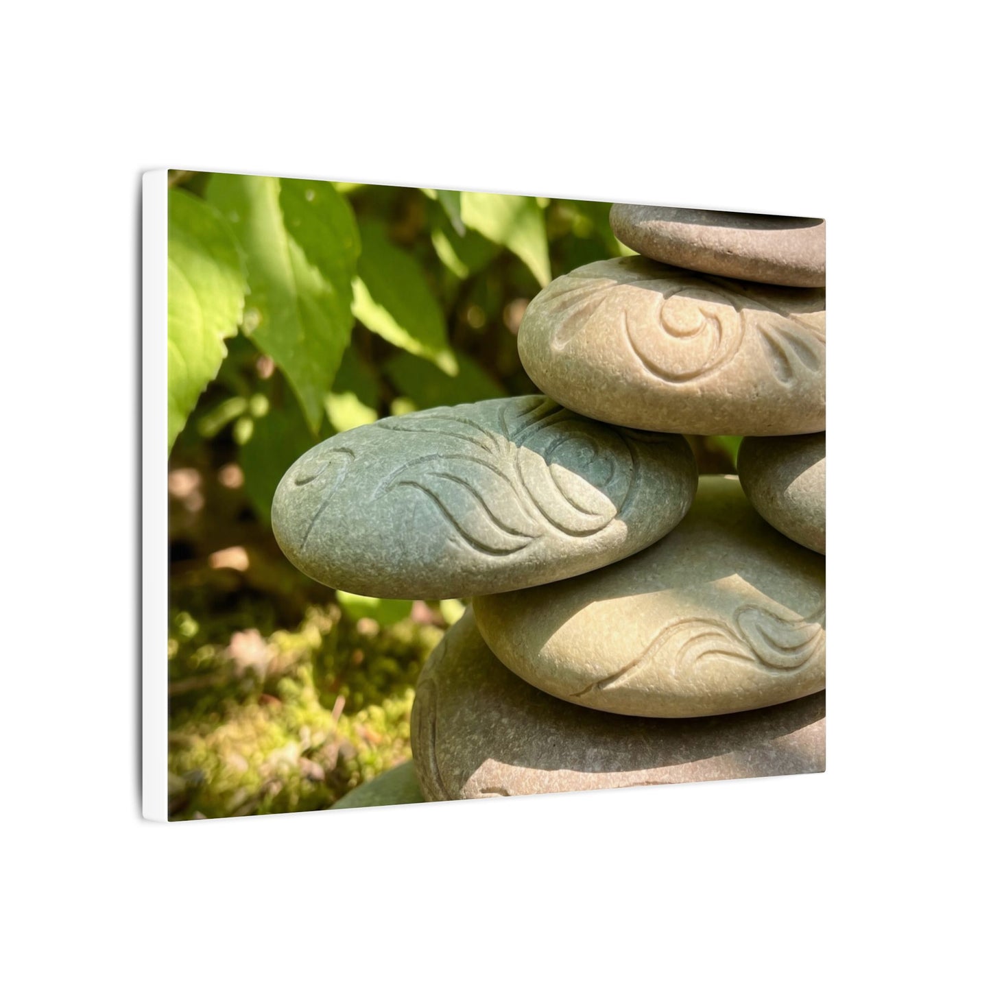 River Stones Summer Canvas Art | Japandi Earthy Design